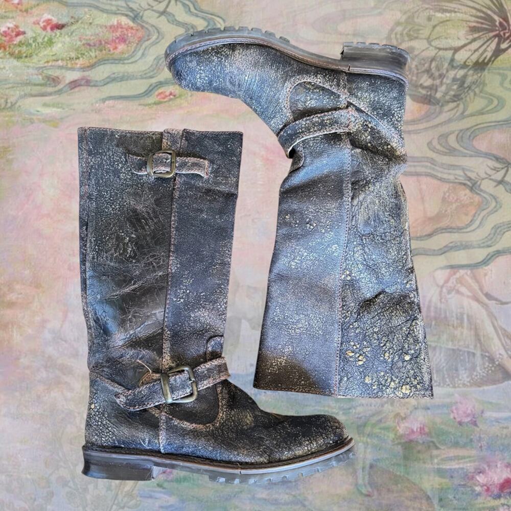 Y2K Steve Madden Leather Moto Boots 9.5